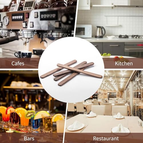 Black Walnut Wood 4Pcs Coffee Stirrers 6″ Reusable & Multifunctional for Coffee (4 Count)