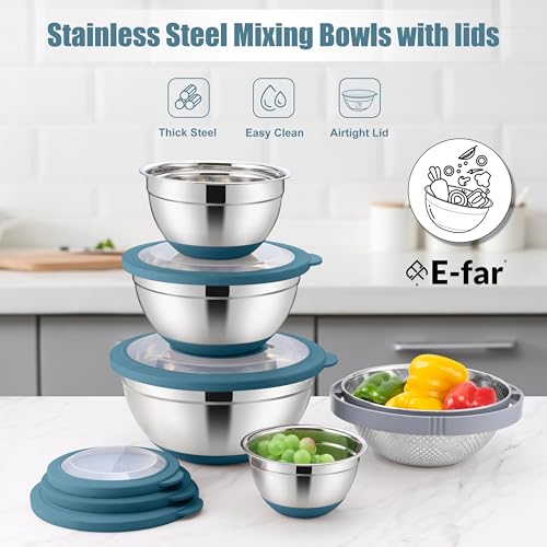 Stainless Steel Mixing Bowls with Lids & Colander (6 Count)