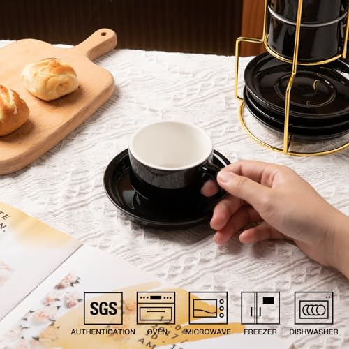 Sweejar Porcelain Espresso Cups with Saucers