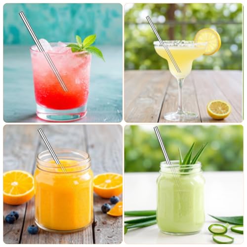 12 Pack 4.7 Inch Short Metal Cocktail Straws (12 Count)