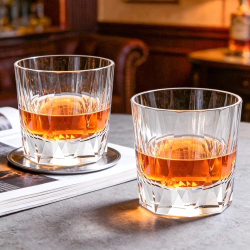 Crystal Whiskey Glasses Set of 2 Handcrafted Old Fashioned Glasses (2 Count)