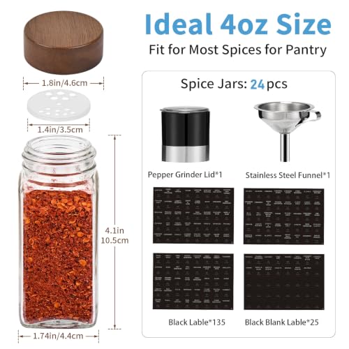 Glass Spice Jars with Labels (96 Ounce)