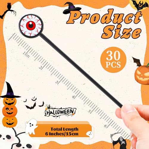 30 Pcs Halloween Swizzle Sticks Horror Eyeball Fall Drink Stirrers
