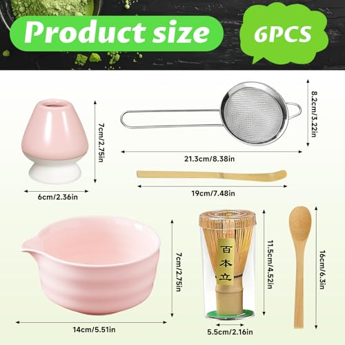 Matcha Set 6 Pcs Matcha Whisk Set with 20 oz Bowl