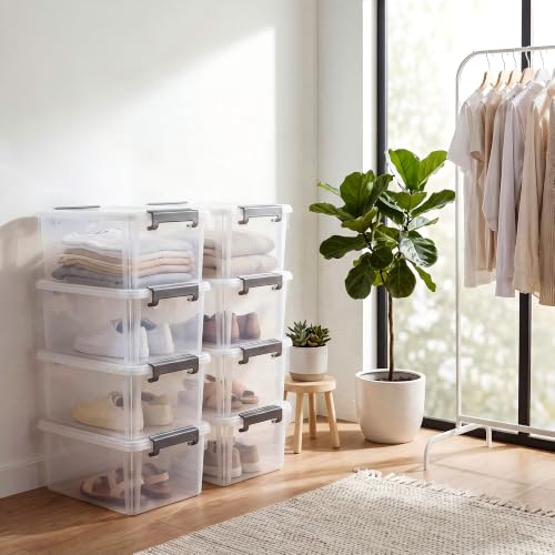 6 Packs 17 QT Plastic Storage Bins with Lids Large Stackable Storage Containers for Organizing Clear Storage Box for Garage (6 Count)