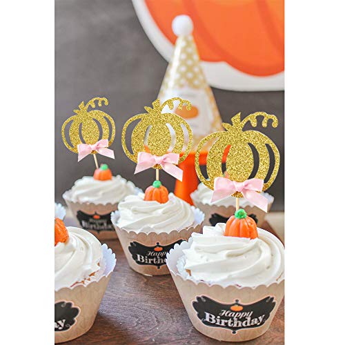 Pumpkin Cupcake Topper Fall Theme Cake Decoration (24 Count)