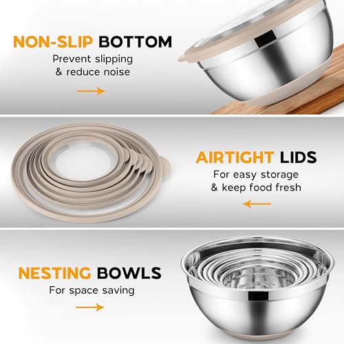 Mixing Bowls with Lids Set of 6 (9 Count)