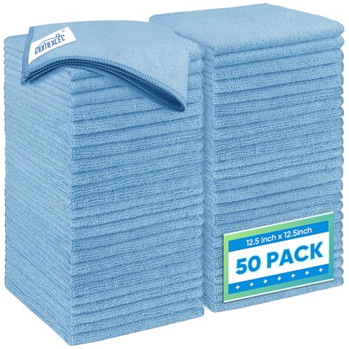 Blue Microfiber Cleaning Cloth 50 Pack (50 Count)