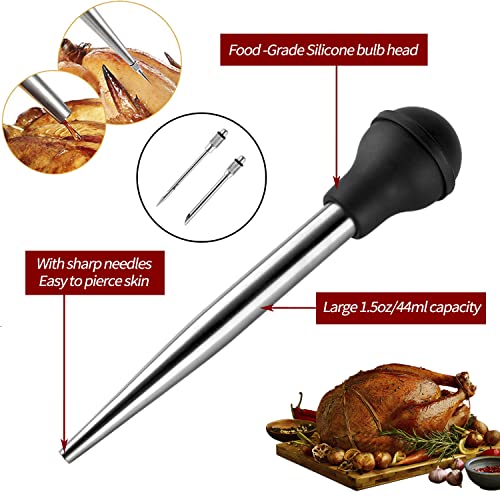 Turkey Baster Syringe for Cooking Meat Injector Set with 2 Marinade Needles