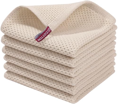 100% Cotton Waffle Weave Kitchen Dish Cloths 6 (6 Count)