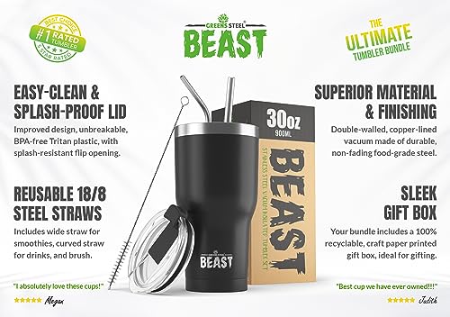 Beast 30 oz Tumbler Stainless Steel Vacuum Insulated Coffee Ice Cup Double Wall Travel Flask