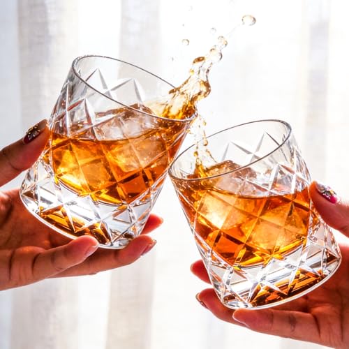 Crystal Whiskey Glasses Set of 2 Hand Blown Old Fashioned Glasses (2 Count)