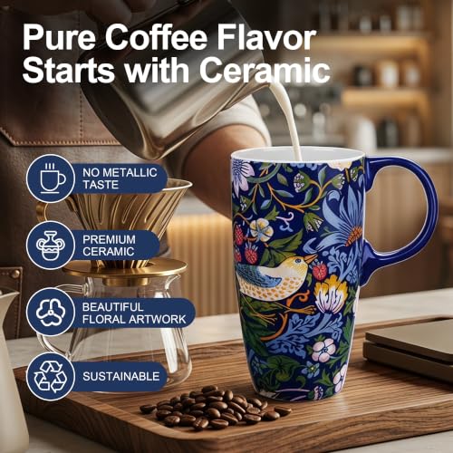 17oz Ceramic Travel Mug with Lid & Handle