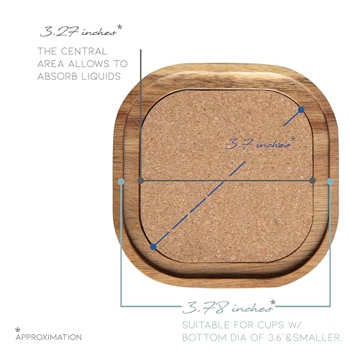 Acacia Wood Coasters for Drinks (6 Count)