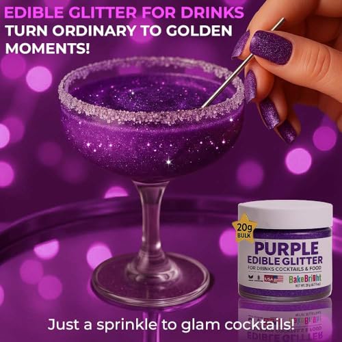 Purple Edible Glitter for Drinks 20g