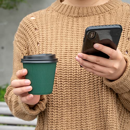 Ripple Wall Coffee Cups 25 Count 8 Ounce Insulated Forest Green Paper Cups
