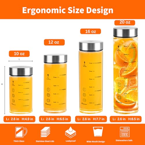Glass Juice Bottles 4 Pack 10 oz (4 Count)