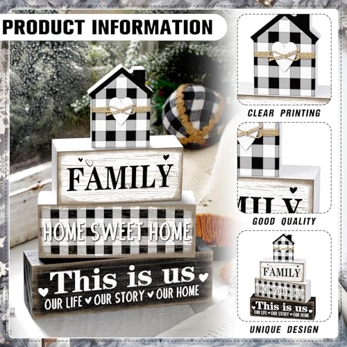 4 Pcs Farmhouse Table Decoration Rustic Sign Block (4 Count)
