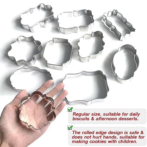 Frame Cookie Cutters 10pcs Stainless Steel Plaque Cookie Cutter Difference Shapes (10 Count)