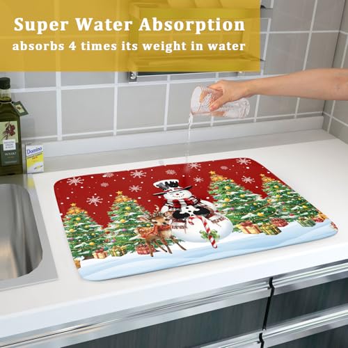 Christmas Snowman Dish Drying Mat for Kitchen Counter