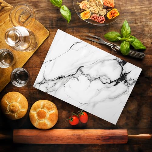 White Black Agate Marble Kitchen Glass Cutting Board Ocean Decorative Gift Marbled Granite Stone Rock Gift For Her Mom Wife