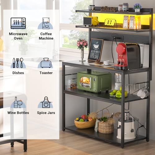 Bakers Rack with Power Outlet & RGB LED