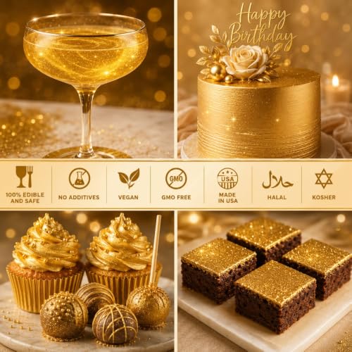 Gold Edible Glitter for Drinks 20g