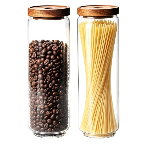 Glass Jars with Airtight Wood Lids (2 Count)
