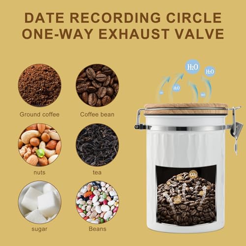 Coffee Container with Sealed Cantilever Lid and Scoop (60.8652 Fl Oz)