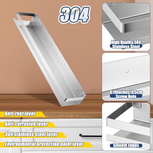 2 Pieces Stainless Steel Shelf Bathroom Shower Floating Shelves Wall Mounted Shower Caddy Basket Shelf Storage Organizer Shelves for Bathroom (2 Count)