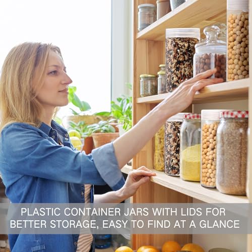 4 Pcs Plastic Jars Wide Mouth with Lids (4 Count)