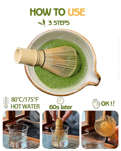 Matcha Whisk Matcha Whisk Set Matcha Bamboo Whisk for Matcha Powder Handcrafted Organic Traditional Japanese Chasen (2 Count)