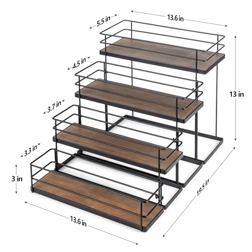16 Bottle Capacity Coffee Syrup Organizer 4 Tier Coffee Syrup Stand Shelf for Coffee Bar Kitchen Small Wine Rack for Bar Family Storage for Syrup Wine Dressing (13.6 inch(es))