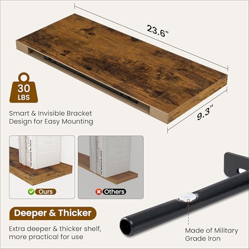 24 Inch Floating Shelves (2 Count)