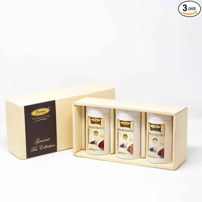Premiers Gourmet Tea Gift Set | English Breakfast, Orange Blossom and Princess Blue Grey Chai | 3-in-1 Tea Collection with Herbs, Flowers and Fruits | Ideal Gift for Delicious Tea Lovers