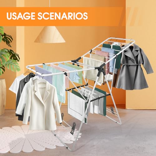 Clothes Drying Rack Foldable Metal Laundry Drying Rack White