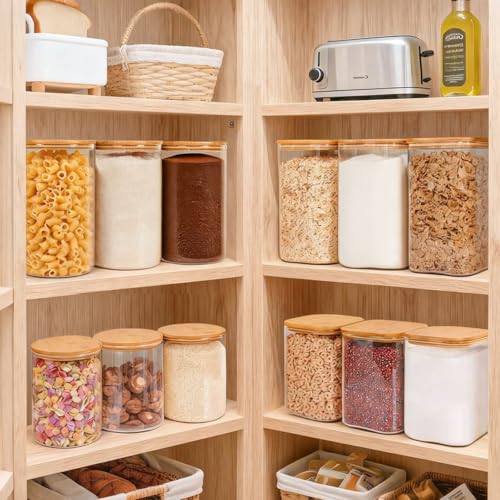 Glass Flour Containers with Lids 1 Gallon 2 Pack Pantry Organization (2 Count)
