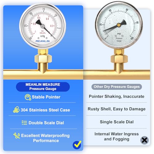 30inHG~0Psi Vacuum Gauge Stainless Steel 1