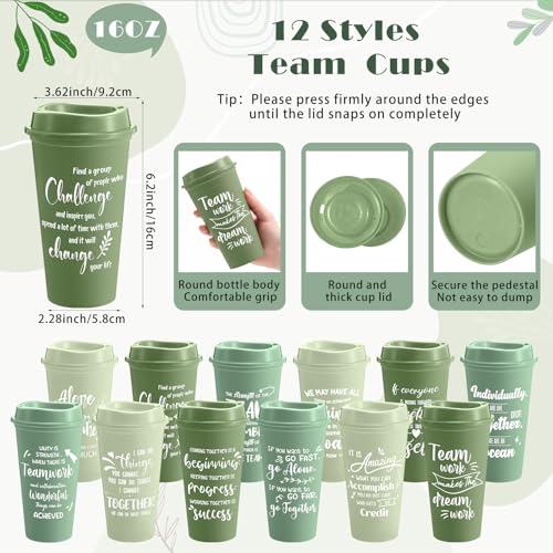 12 Set 48 Pcs Team Appreciation Gift Set Inspirational Employee Appreciation Gift Bulk 16 oz Coffee Cups with Team Notebook Pen Keychains for Staff Teacher (12 Count)