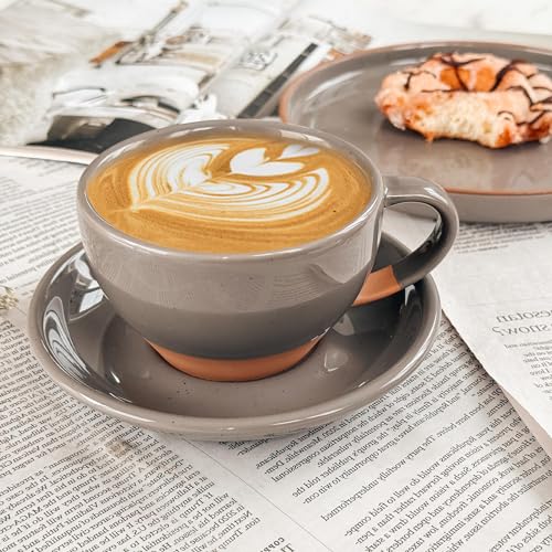 Ceramic Latte Art Mug With Saucer