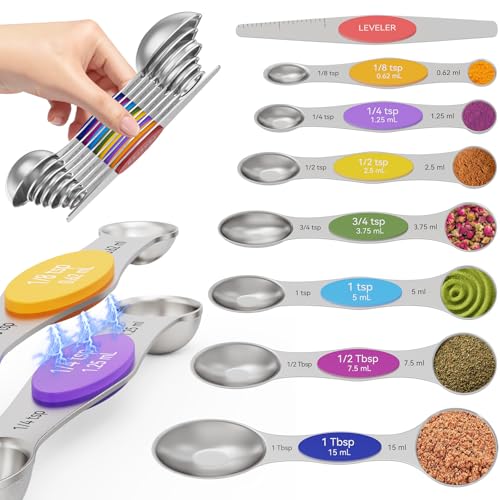 Magnetic Measuring Spoons Set with Measurement Markings (8 Count)