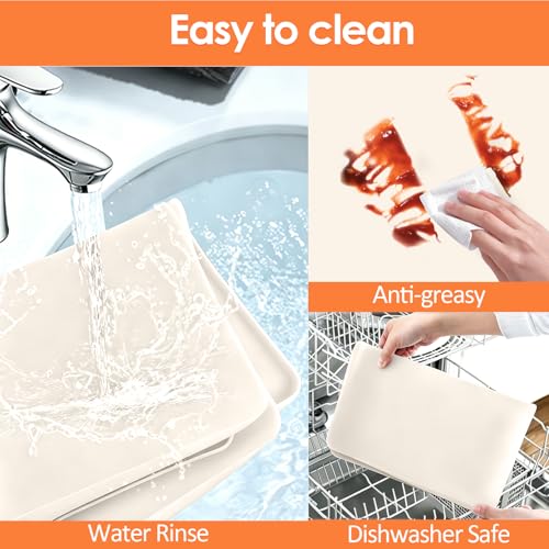 Silicone Coffee Maker Mat with Lip for Countertops 15.7''x11.8''Cream White