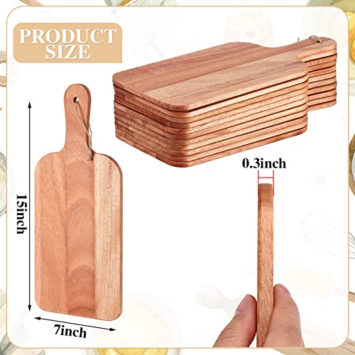 12 Packs Wooden Cutting Board Set with Handles Large Kitchen Serving Plain Chopping Board Bulk Gifts for Mom for Vegetables Meat Pizza Cheese Fruit Bread (12 Count)