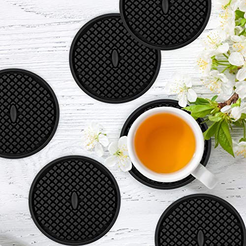Silicone Coasters [6 Pack] Thickened Drink Coasters with Holder (6 Count)