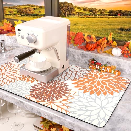 2PCS 17" x 32" Fall Dish Drying Mat & 24" x 5.5" Sink Splash Guard (2 Count)
