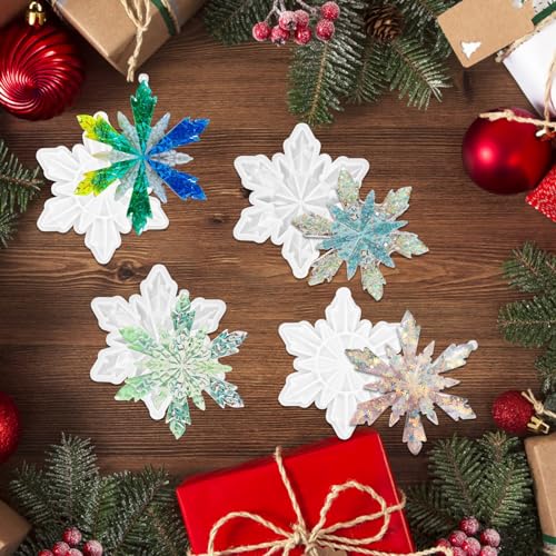 4Pcs Christmas Snowflake Silicone Mold Resin Ornament Molds for Epoxy Resin