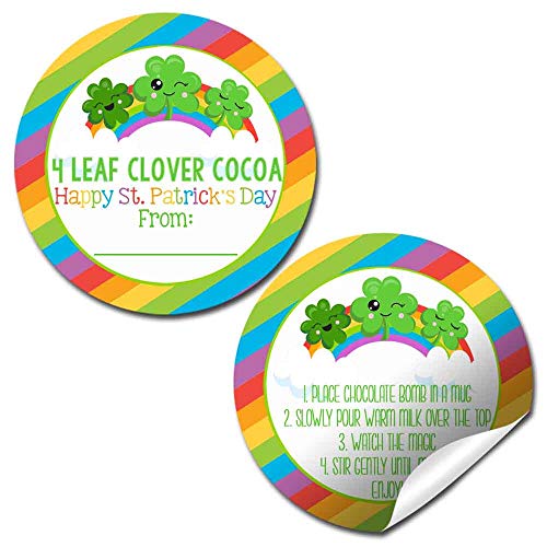 Four Leaf Clover Cocoa St. Patrick's Day Hot Cocoa Bomb Packaging Sticker Labels