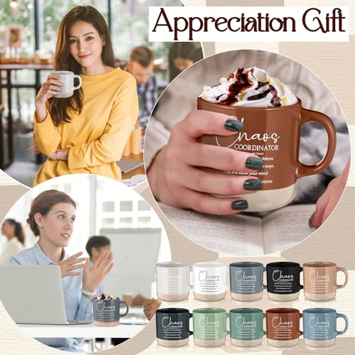 10 Pcs Chaos Coordinator Gift Bulk Inspirational Ceramic Coffee Mugs 13 oz Thank You Mugs Back to School Office Funny Gifts for Women Men Teacher Boss Manager Employee Coworker (10 Count)