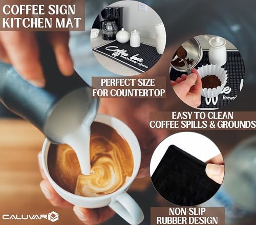 Brewed Fresh Daily Silicone Coffee Bar Mat 18x12 in