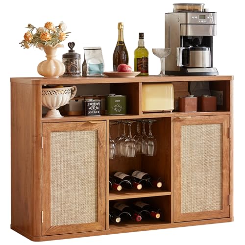 Rattan Wine Bar Cabinet with 2 Doors